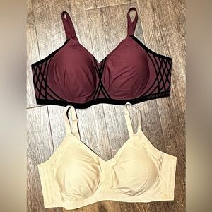 2 Honeylove Silhouette Bra Underwire Free & Silhoutte Velvet 2X Fig & Sand NWOT